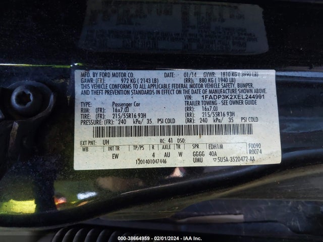 Ford FOCUS SE 2014 1FADP3K2XEL244991 Image 9