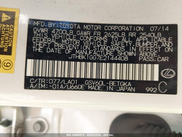 Lexus ES 350 2014 JTHBK1GG7E2144408 Image 9