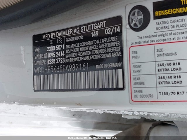 Mercedes-Benz E 350 2014 WDDHF5KB5EA982161 Image 9