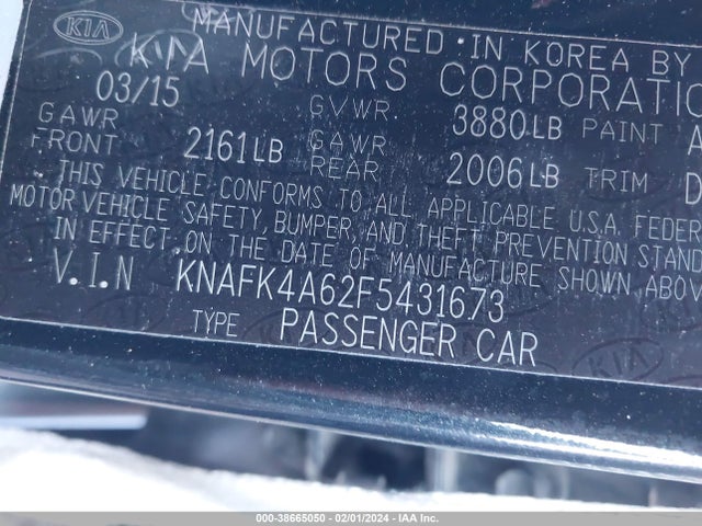 KIA FORTE LX 2015 KNAFK4A62F5431673 Image 9