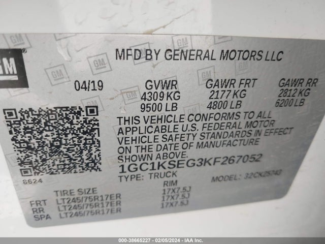 Chevrolet Silverado 2500hd Lt 2019 1GC1KSEG3KF267052 Image 9