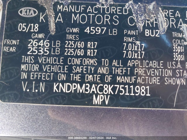 KIA Sportage Lx 2019 KNDPM3AC8K7511981 Image 9