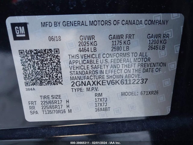 Chevrolet EQUINOX LT 2019 2GNAXKEV6K6112237 Image 9