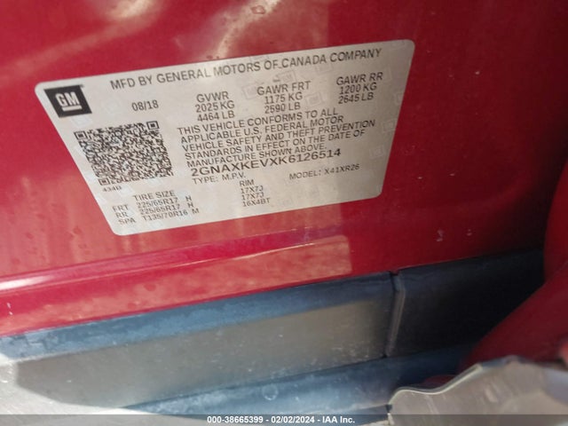 Chevrolet EQUINOX LT 2019 2GNAXKEVXK6126514 Image 9