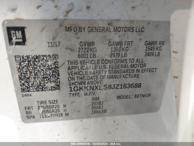 1GKKNXLS8JZ163688 GMC Acadia Denali