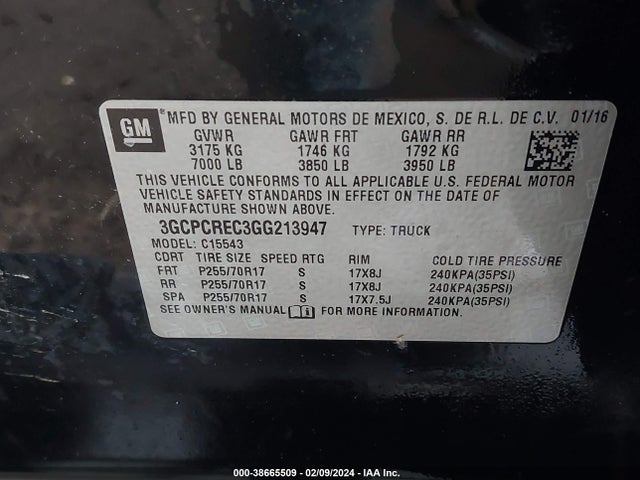 Chevrolet Silverado 1500 1lt 2016 3GCPCREC3GG213947 Image 9