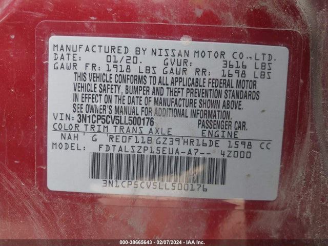 Nissan Kicks Sv Xtronic Cvt 2020 3N1CP5CV5LL500176 Image 9