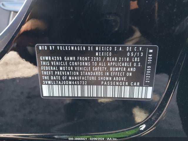 2013 VOLKSWAGEN JETTA 2.0L TDI VIN: 3VWLL7AJ0DM445732