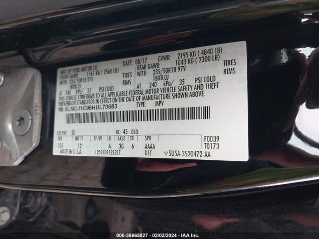 Lincoln Mkc Premiere 2017 5LMCJ1C96HUL70683 Image 9
