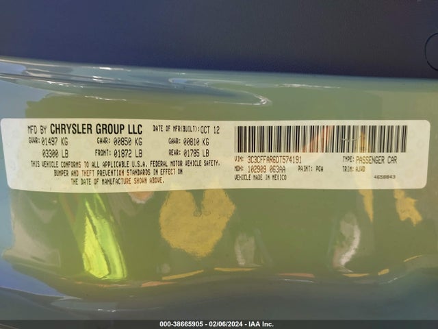 2013 FIAT 500 3C3CFFAR6DT574191 Photo 8