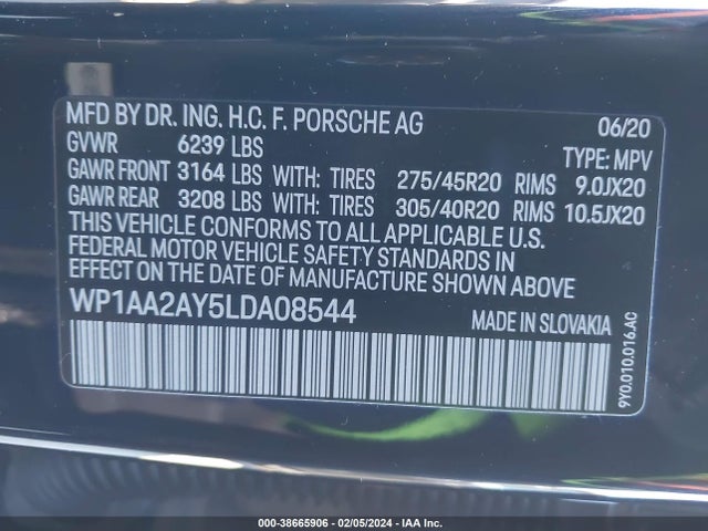 2020 PORSCHE CAYENNE WP1AA2AY5LDA08544 Photo 8