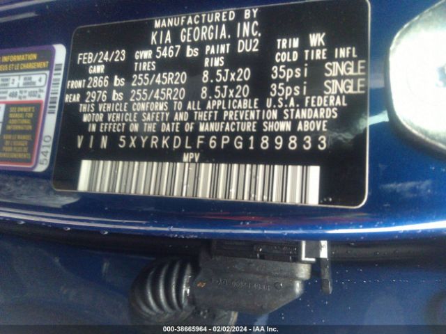 5XYRKDLF6PG189833 KIA SORENTO SX