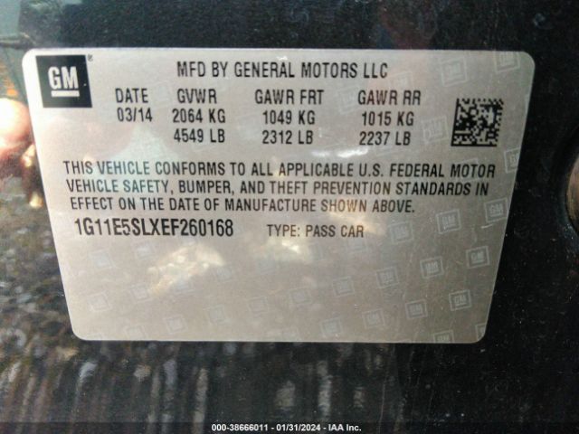 1G11E5SLXEF260168 Chevrolet MALIBU 2LT