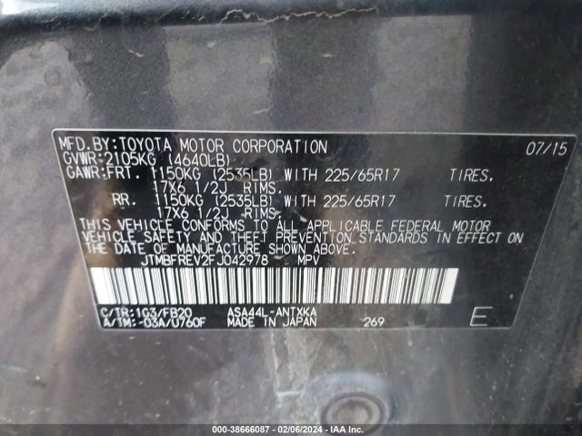 Toyota RAV4 LE 2015 JTMBFREV2FJ042978 Image 9