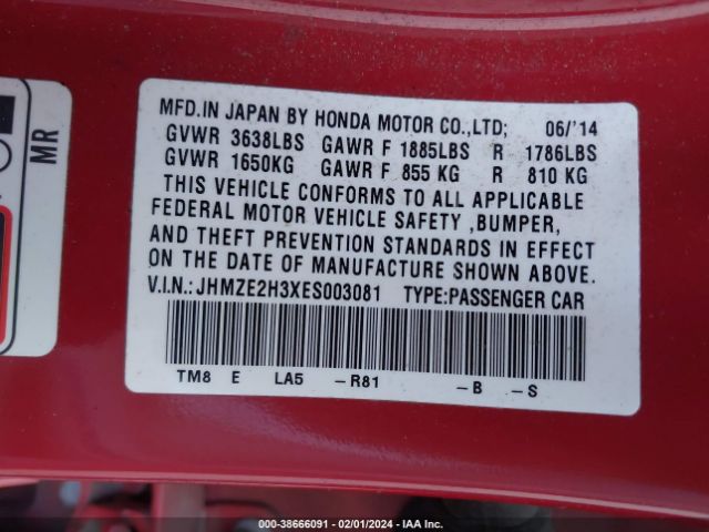 JHMZE2H3XES003081 Honda Insight