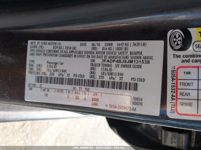 Ford FIESTA SE 2018 3FADP4BJ9JM131538 Image 9