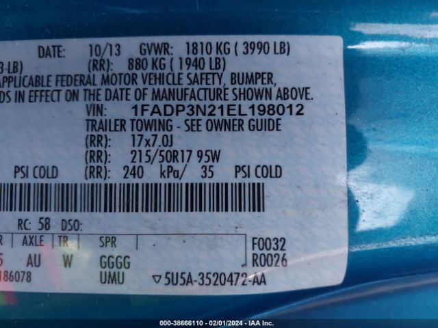 1FADP3N21EL198012 Ford Focus Titanium