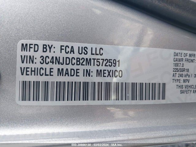 3C4NJDCB2MT572591 Jeep Compass Limited 4x4