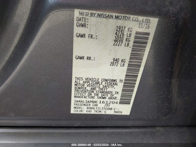 Nissan Altima 2.5 Sl 2017 1N4AL3AP6HC161204 Image 9