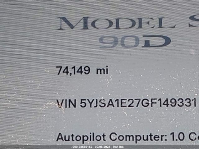 5YJSA1E27GF149331 Tesla Model S 60d/70d/75d/85d/90d