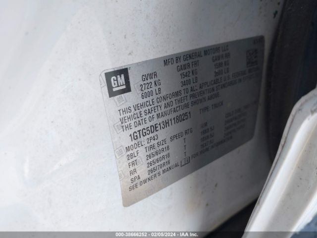 1GTG5DE13H1180251 GMC CANYON SLT