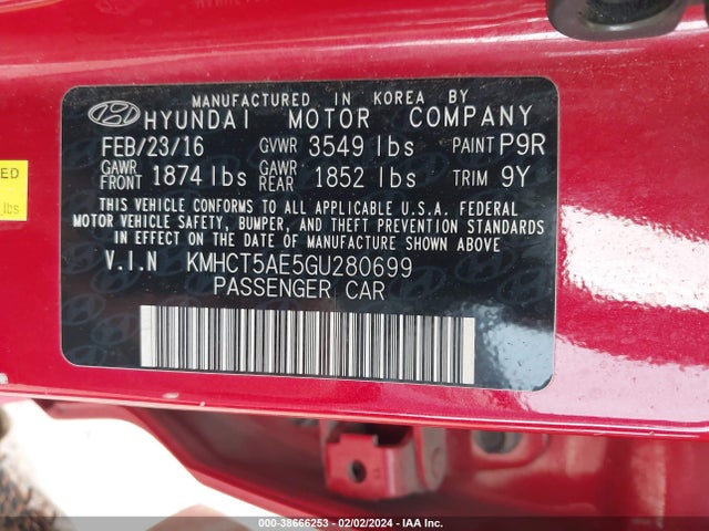 Hyundai ACCENT SE 2016 KMHCT5AE5GU280699 Image 9