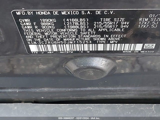 Honda HR-V EX 2018 3CZRU6H50JM715254 Image 9
