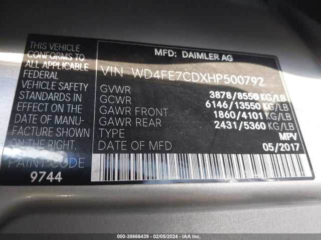 WD4FE7CDXHP500792 Mercedes-Benz Sprinter 2500 Standard Roof V6