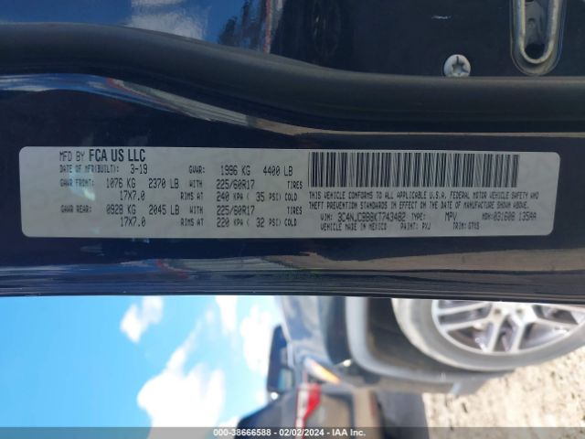 3C4NJCBB8KT743482 Jeep Compass Sun And Wheel Fwd
