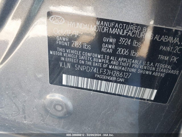 Hyundai ELANTRA SE 2018 5NPD74LF3JH286127 Image 9