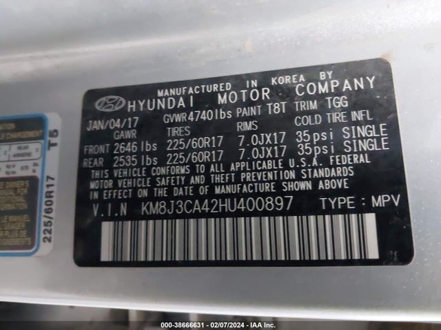Hyundai TUCSON SE 2017 KM8J3CA42HU400897 Image 9