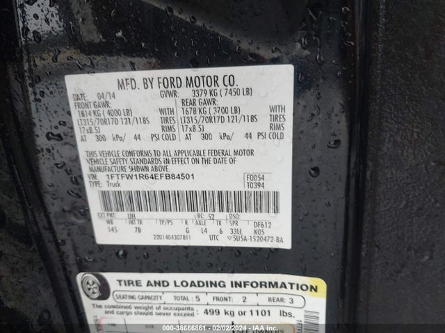 Ford F-150 Svt Raptor 2014 1FTFW1R64EFB84501 Image 9
