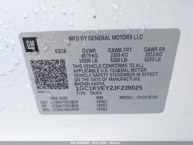 Chevrolet Silverado 2500hd Lt 2018 1GC1KVEY2JF239025 Image 9