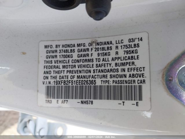 19XFB2F51EE026365 Honda Civic Lx