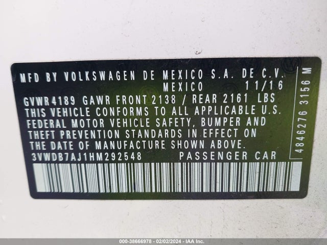 Volkswagen Jetta 1.4t Se 2017 3VWDB7AJ1HM292548 Image 9