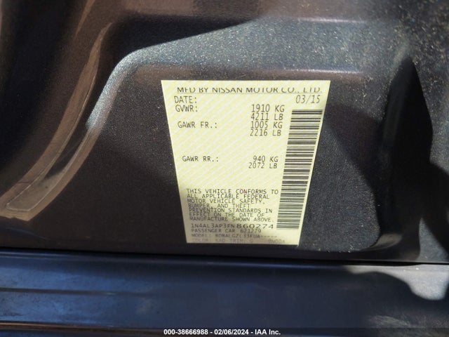 Nissan Altima 2.5 S 2015 1N4AL3AP3FN860274 Image 9