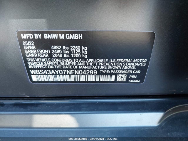 BMW M3 Competition Xdrive 2022 WBS43AY07NFN04299 Image 9