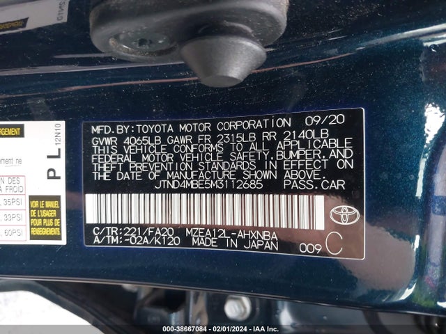 Toyota COROLLA SE 2021 JTND4MBE5M3112685 Image 9