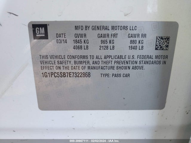 Chevrolet Cruze 1lt Auto 2014 1G1PC5SB7E7322868 Image 9