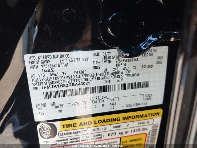 Ford Expedition Xlt Max 2024 1FMJK1H83REA43029 Image 9
