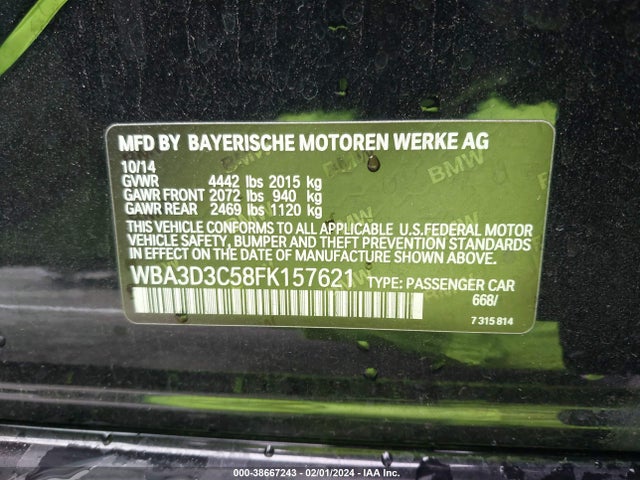 WBA3D3C58FK157621 BMW 328D