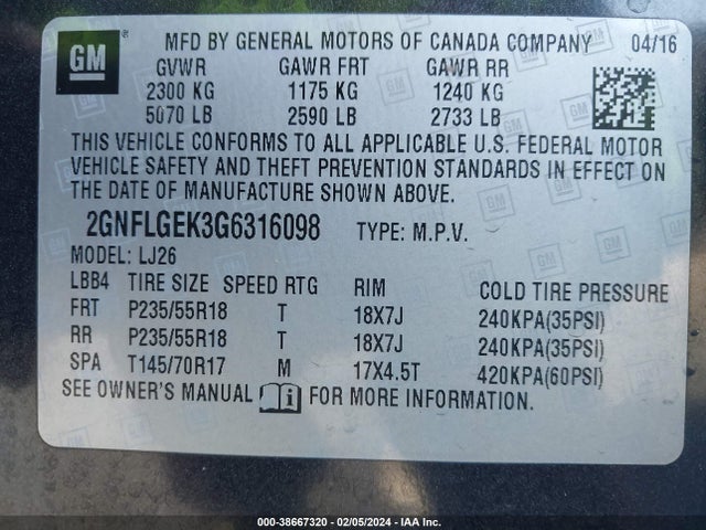 Chevrolet Equinox Ltz 2016 2GNFLGEK3G6316098 Image 9