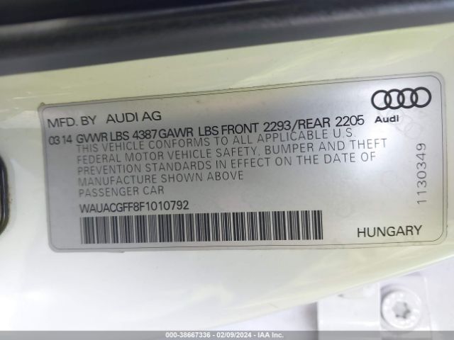 WAUACGFF8F1010792 Audi A3 1.8t Premium