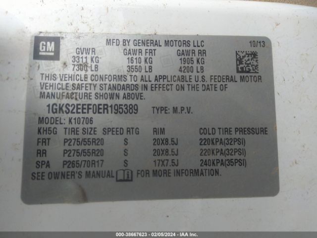 1GKS2EEF0ER195389 GMC YUKON DENALI