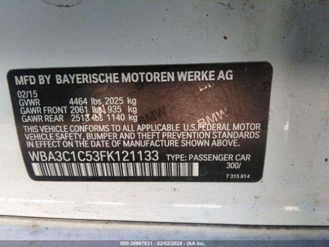WBA3C1C53FK121133 BMW 328I