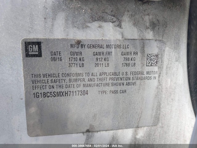 Chevrolet Cruze Ls Auto 2017 1G1BC5SMXH7117304 Image 9