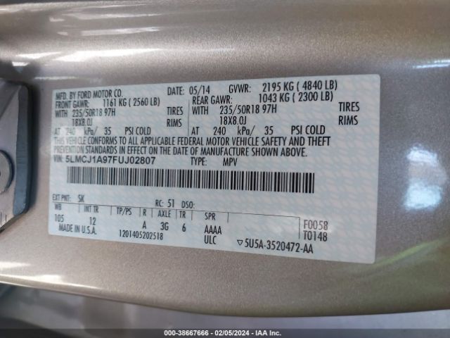 5LMCJ1A97FUJ02807 Lincoln MKC
