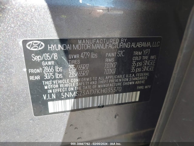 Hyundai Santa Fe Se 2019 5NMS23AD7KH035370 Image 9