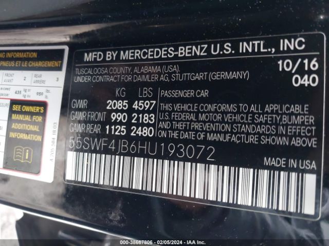 55SWF4JB6HU193072 Mercedes-Benz C 300 Luxury/sport