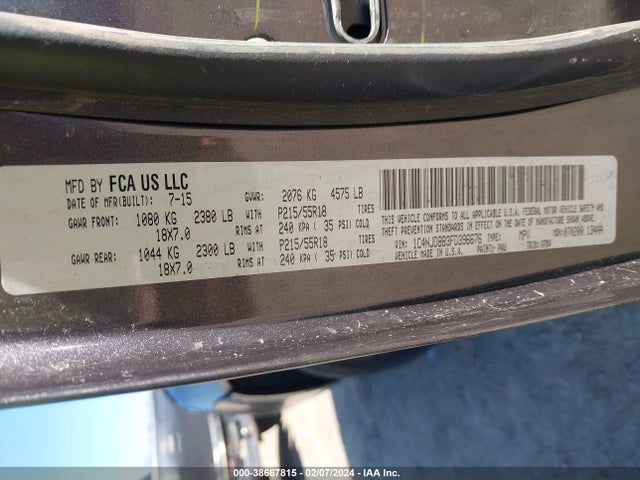 Jeep Compass Sport 2015 1C4NJDBB3FD396676 Image 9